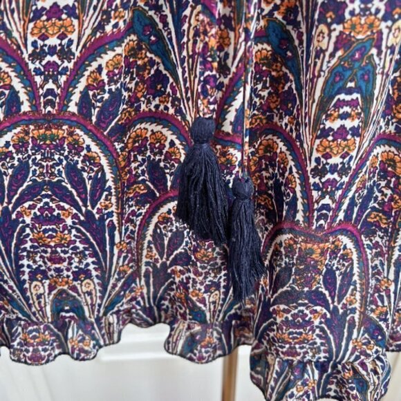 OLIVACEOUS Paisley Tassel Drawstring Dress with Ruffle Hem Size M - Picture 11 of 14